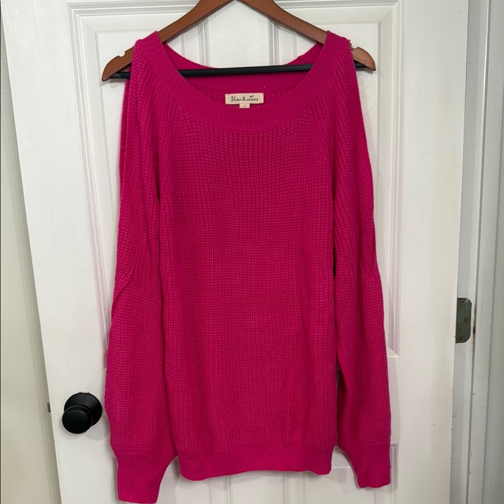 Vine & Love Pink Off-the-Shoulder Sweater
